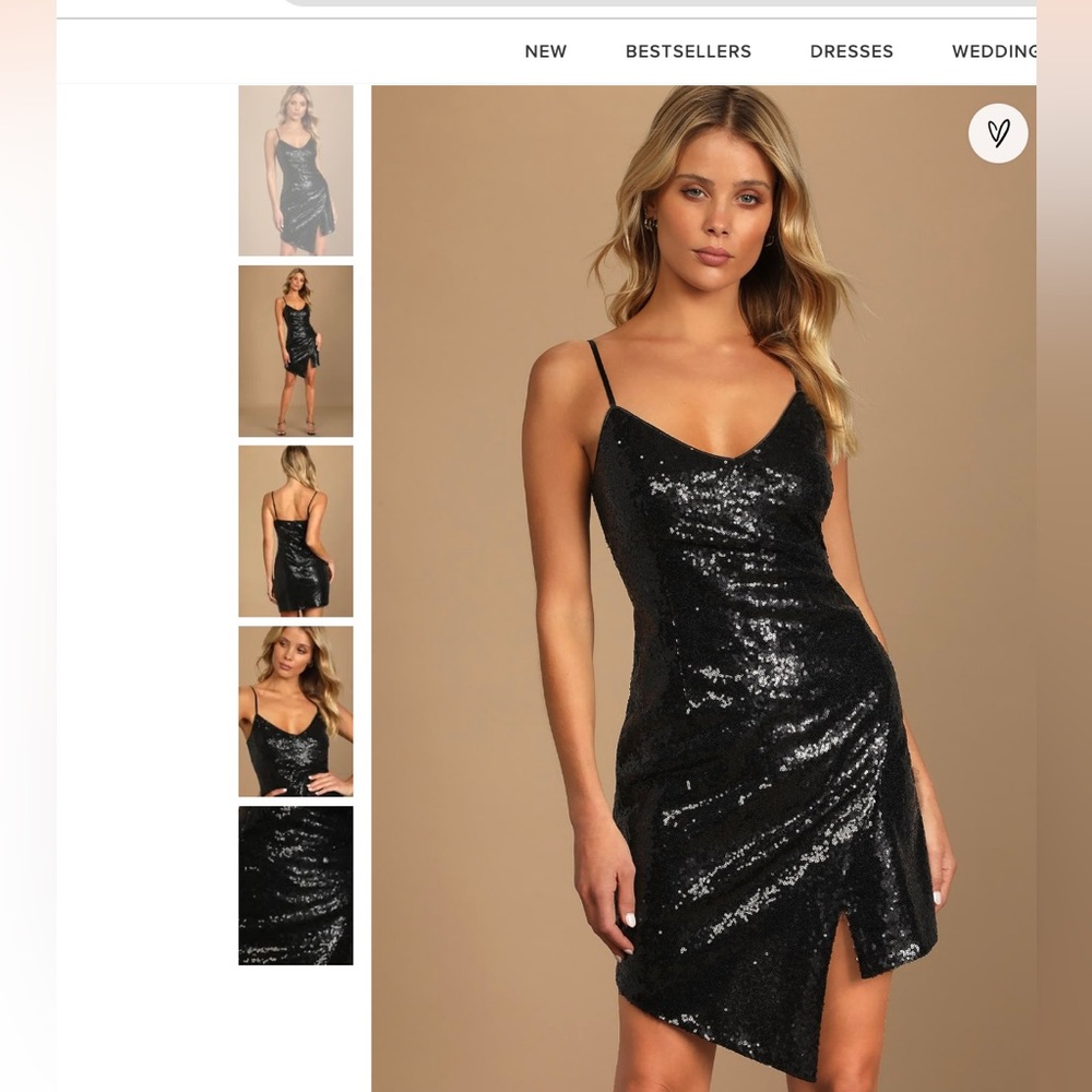 Lulus Disco Nights Black Sequin Bodycon Mini Dress NWT